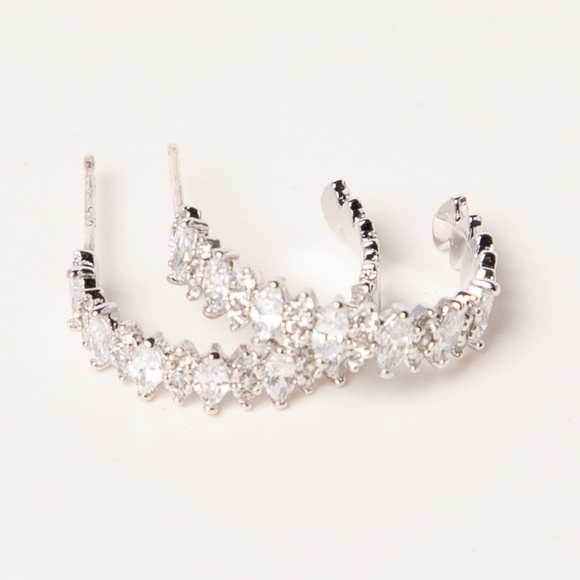 Cubic zirconia crystal hoops - Picture 4 of 8